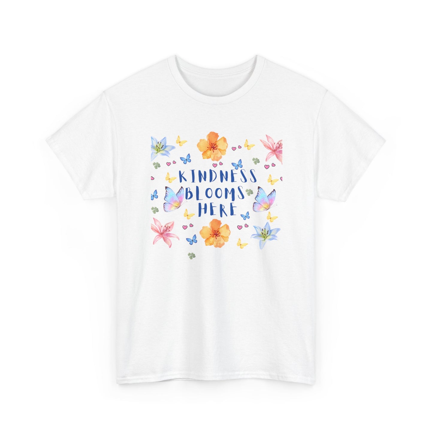 POSITIVITY MENTAL HEALTH Kindness Blooms Here Unisex Heavy Cotton Tee - Resilient Mind Media