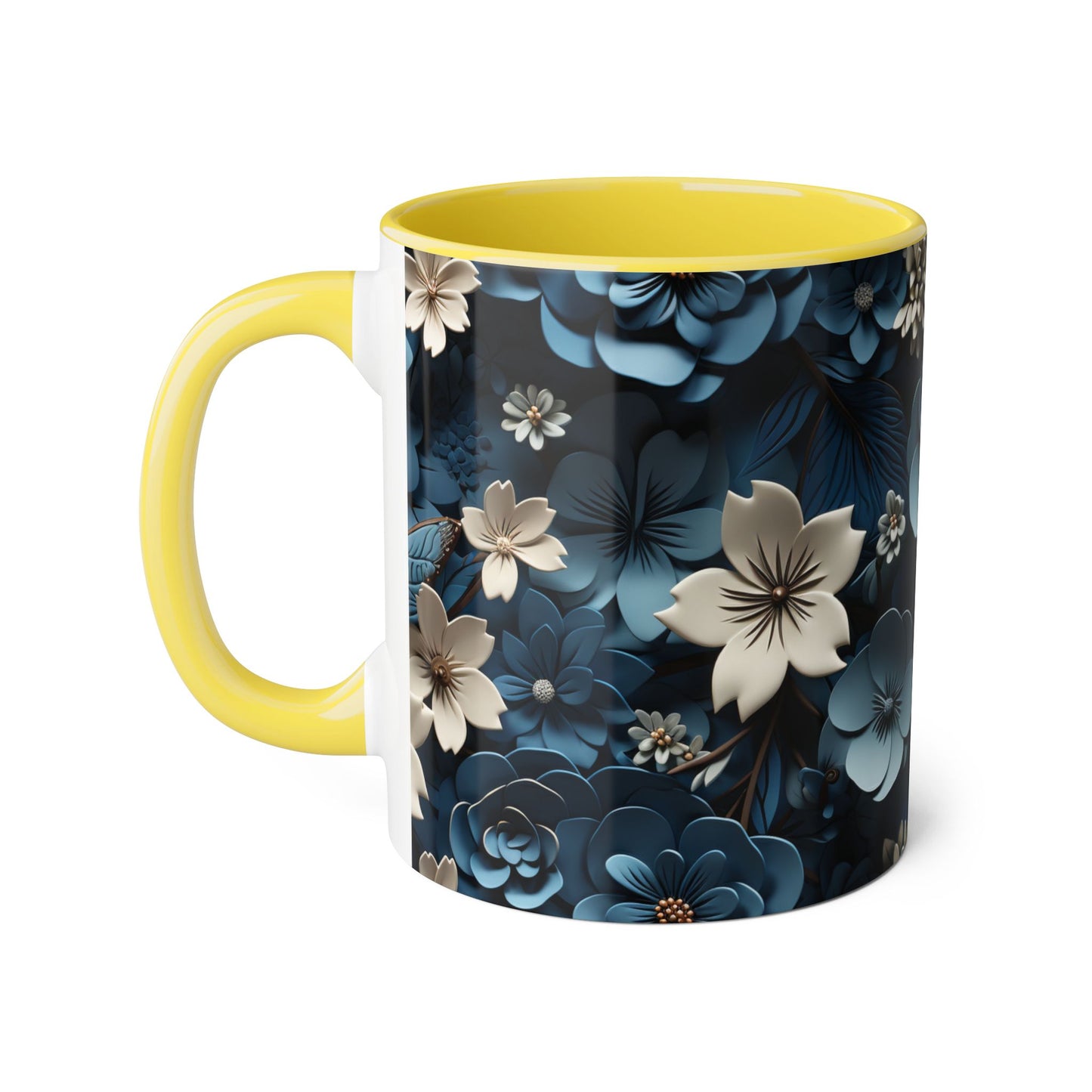 Floral Accent Mug - Elegant 11oz Coffee Cup for Home & Office