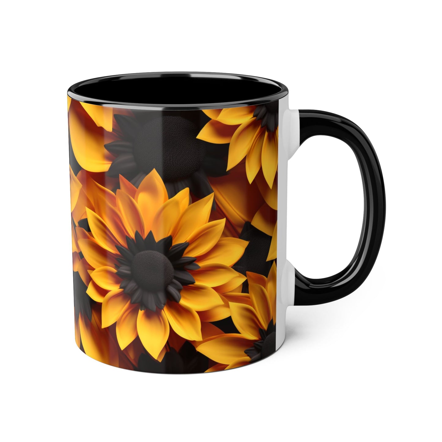 Sunflower Accent Mug - 11oz Floral Coffee Cup for Nature Lovers