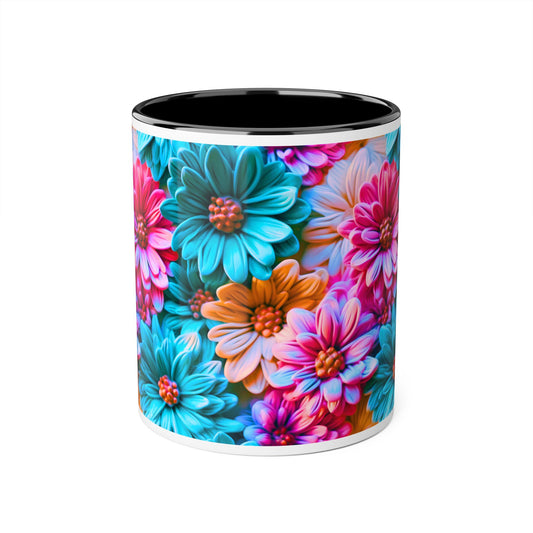 Vibrant Floral Accent Mug - 11oz Coffee Cup for Garden Lovers - Resilient Mind Media