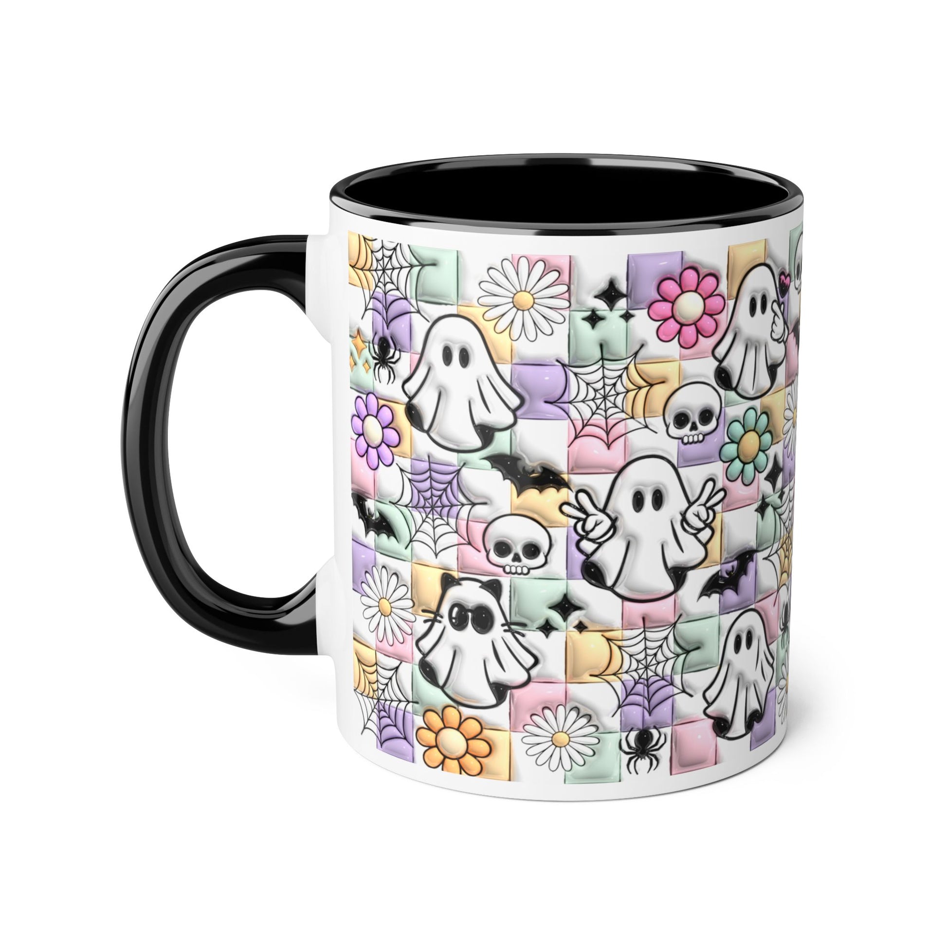 Halloween Ghosts and Flowers Accent Mug, 11oz - Resilient Mind Media