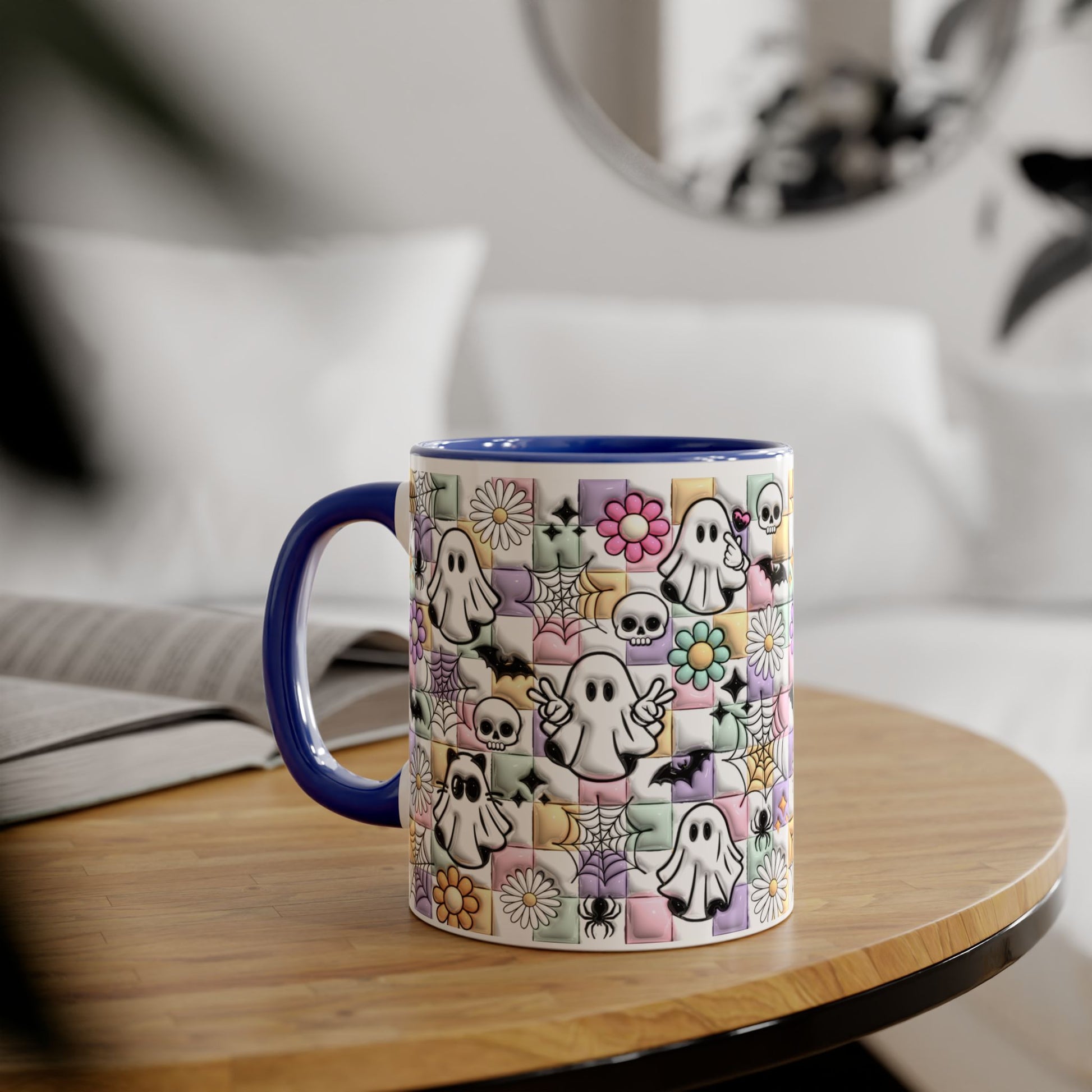 Halloween Ghosts and Flowers Accent Mug, 11oz - Resilient Mind Media