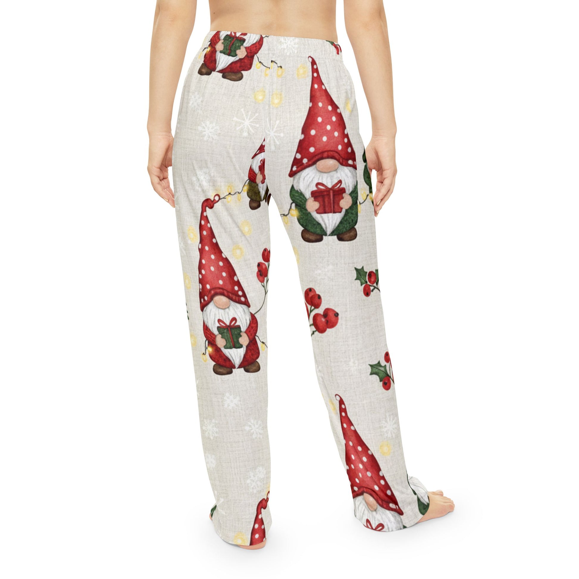 Holiday Gnome Women's Pajama Pants, Cozy Sleepwear, Christmas Gift, Festive Lounge Pants, Winter Celebration, AOP Print - Resilient Mind Media