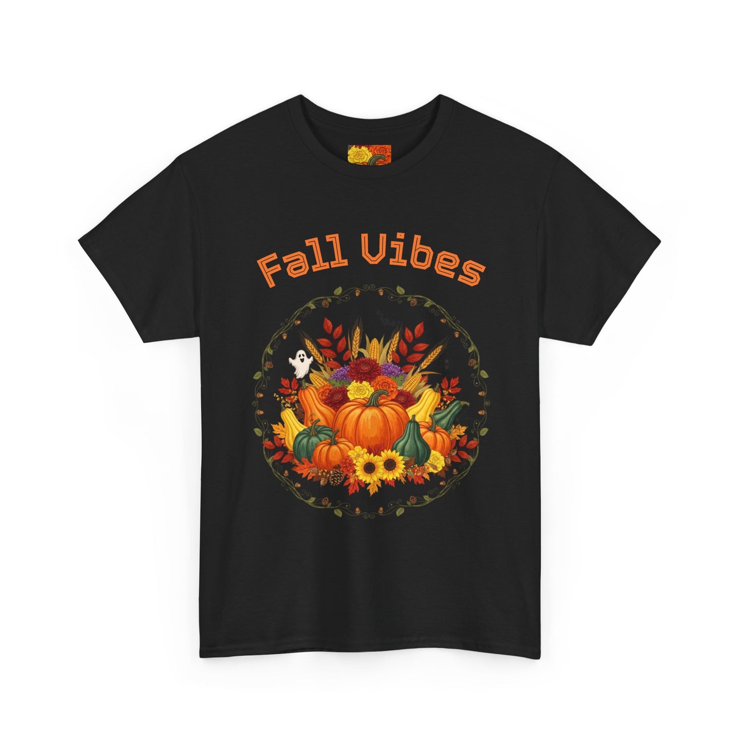 Fall Vibes Unisex Cotton Tee | Cute Autumn Shirt for Thanksgiving, Seasonal Gatherings, Cozy Nights, Harvest Celebrations, Gift