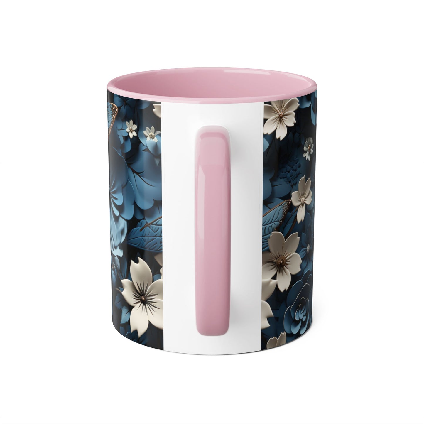 Floral Accent Mug - Elegant 11oz Coffee Cup for Home & Office