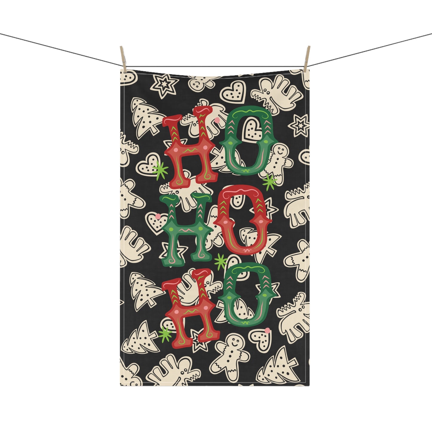 Festive Holiday Tea Towels, Fun Christmas Kitchen Decor, HO HO HO Cotton Dish Towels, Gift for Bakers, Seasonal Home Accessories - Resilient Mind Media