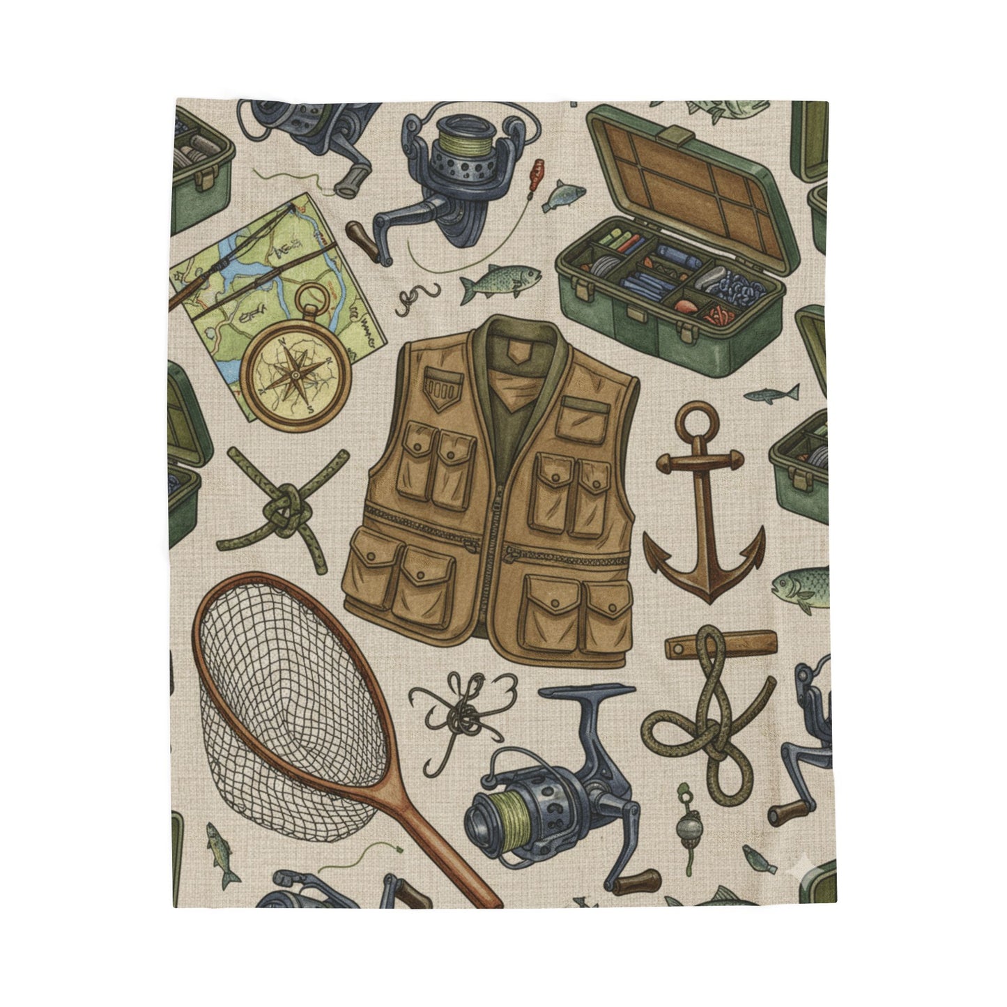 Fishing Adventure Velveteen Plush Blanket | Cozy Throw for Campers, Outdoor Enthusiasts, Gifts for Dads, Relaxation, Home Decor - Resilient Mind Media