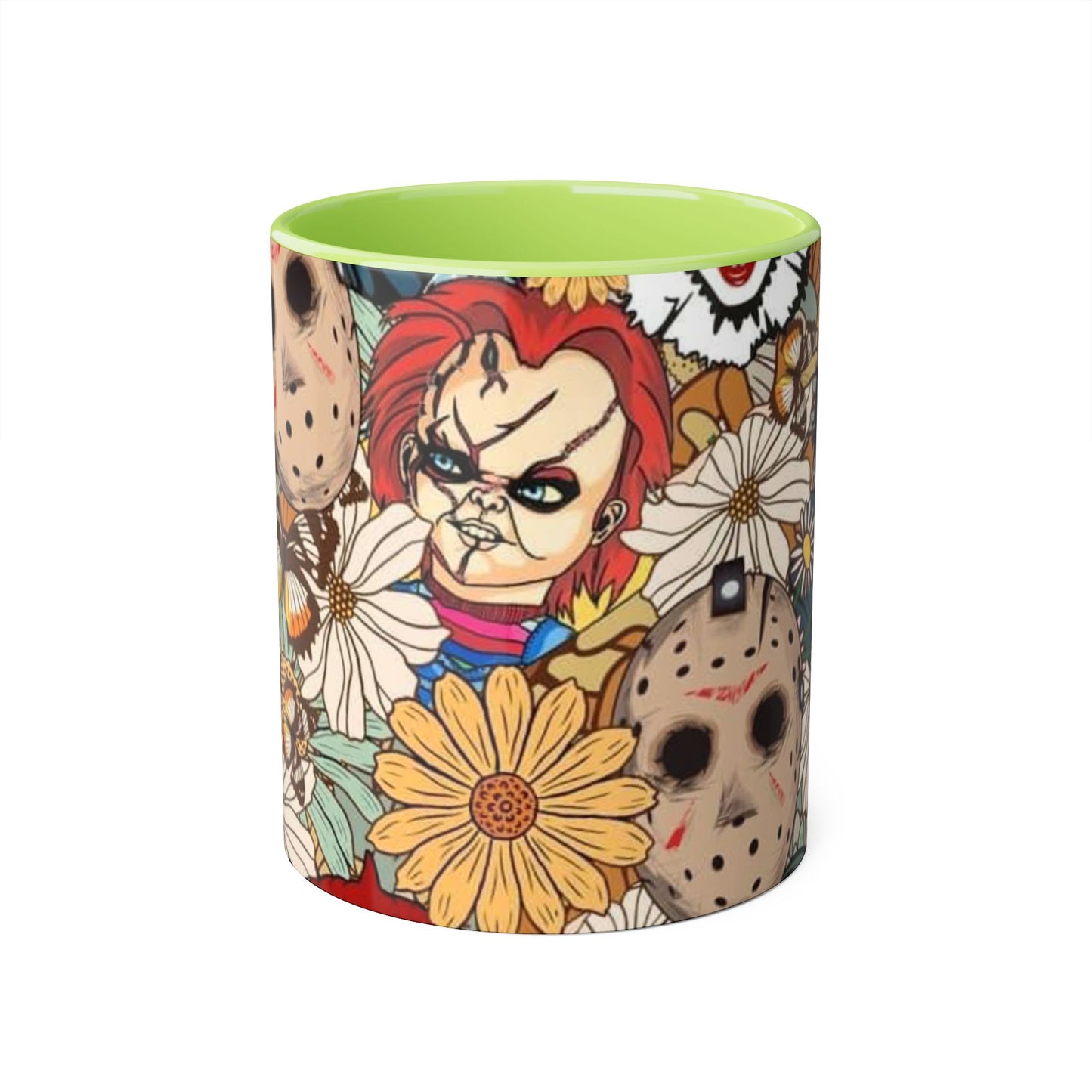 Chic Horror Accent Mugs, 11oz | Unique Gift for Horror Fans, Coffee Lover's Collectible, Spooky Seasonal Decor, Movie Night Essentials - Resilient Mind Media