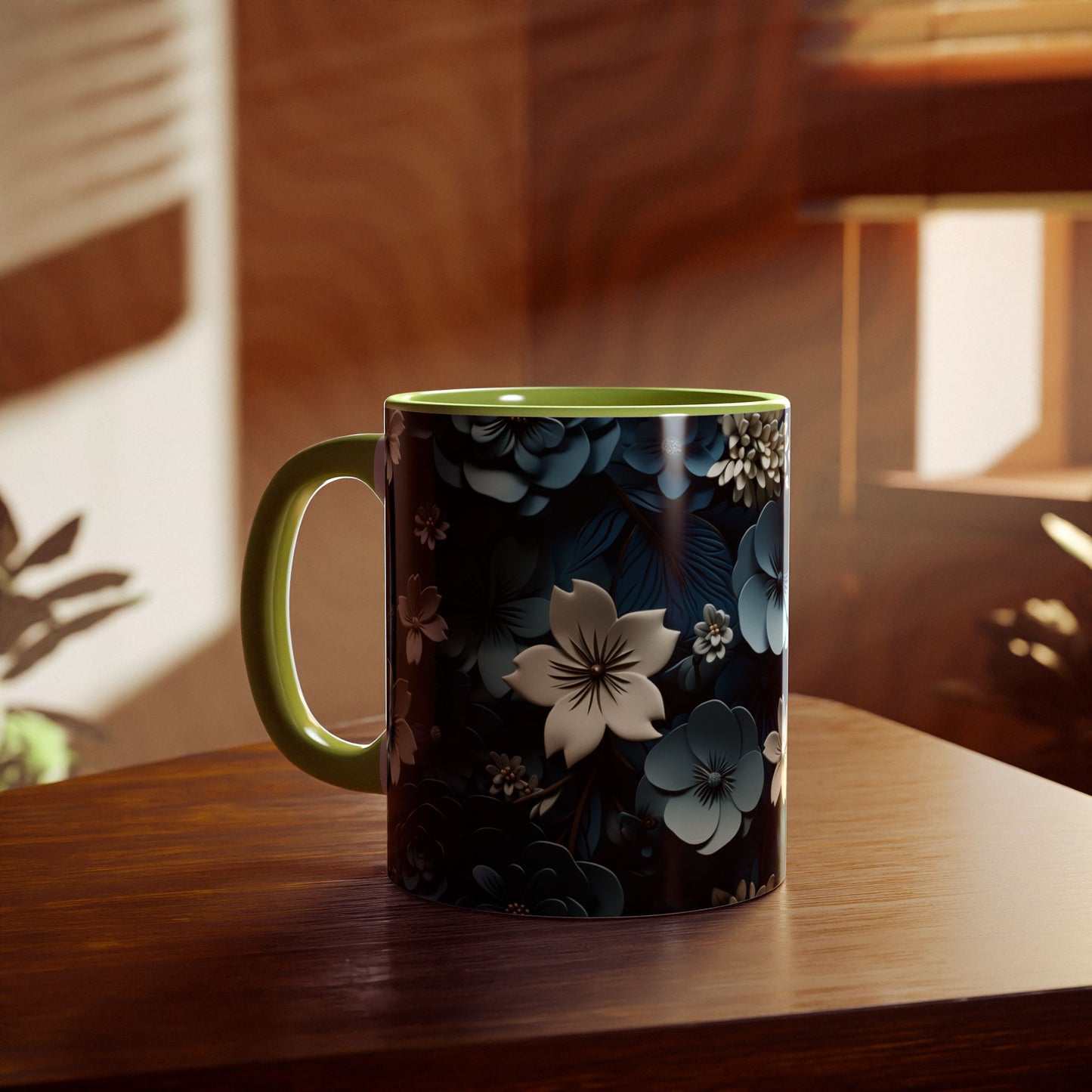 Floral Accent Mug - Elegant 11oz Coffee Cup for Home & Office - Resilient Mind Media