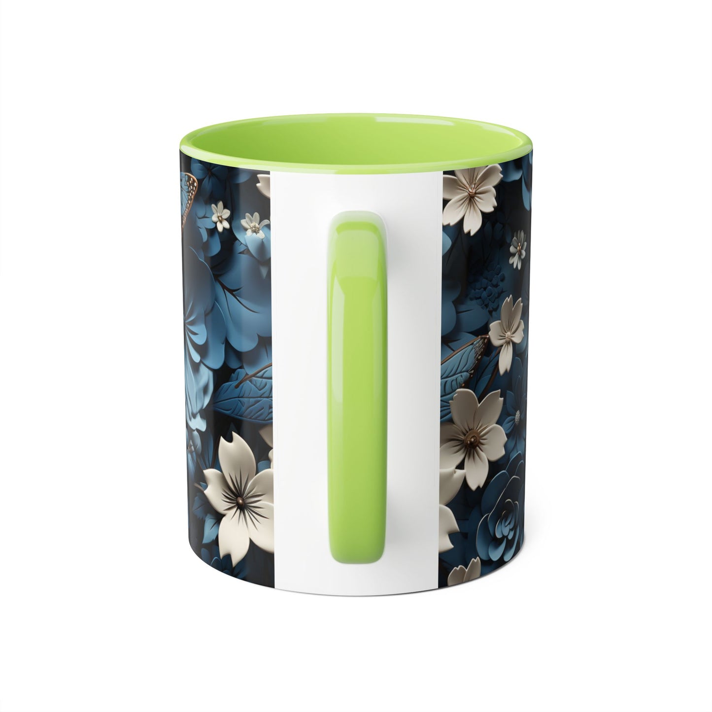 Floral Accent Mug - Elegant 11oz Coffee Cup for Home & Office