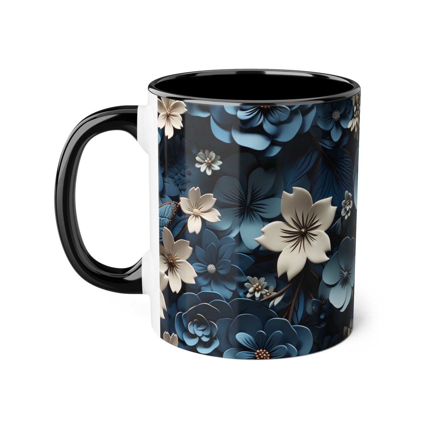 Floral Accent Mug - Elegant 11oz Coffee Cup for Home & Office