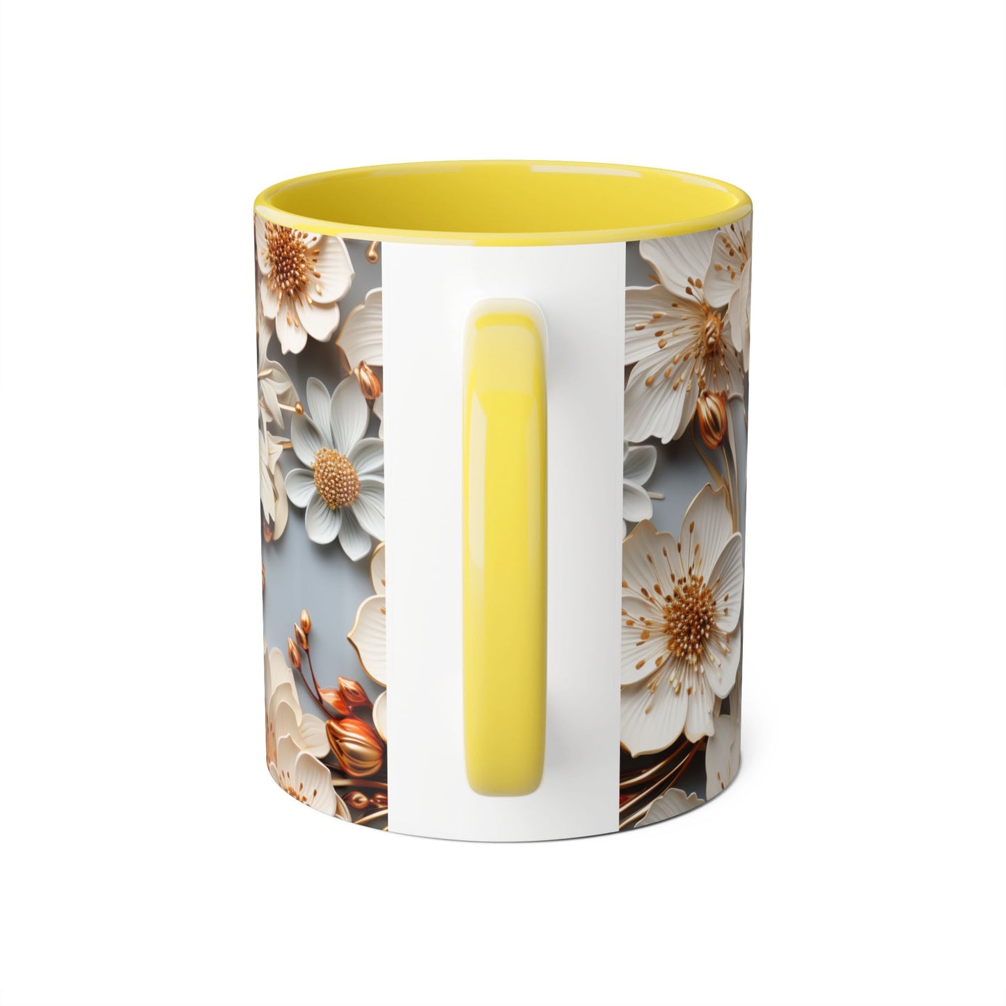 Elegant Floral Accent Mug - 11oz Coffee Cup with Black Handle - Resilient Mind Media