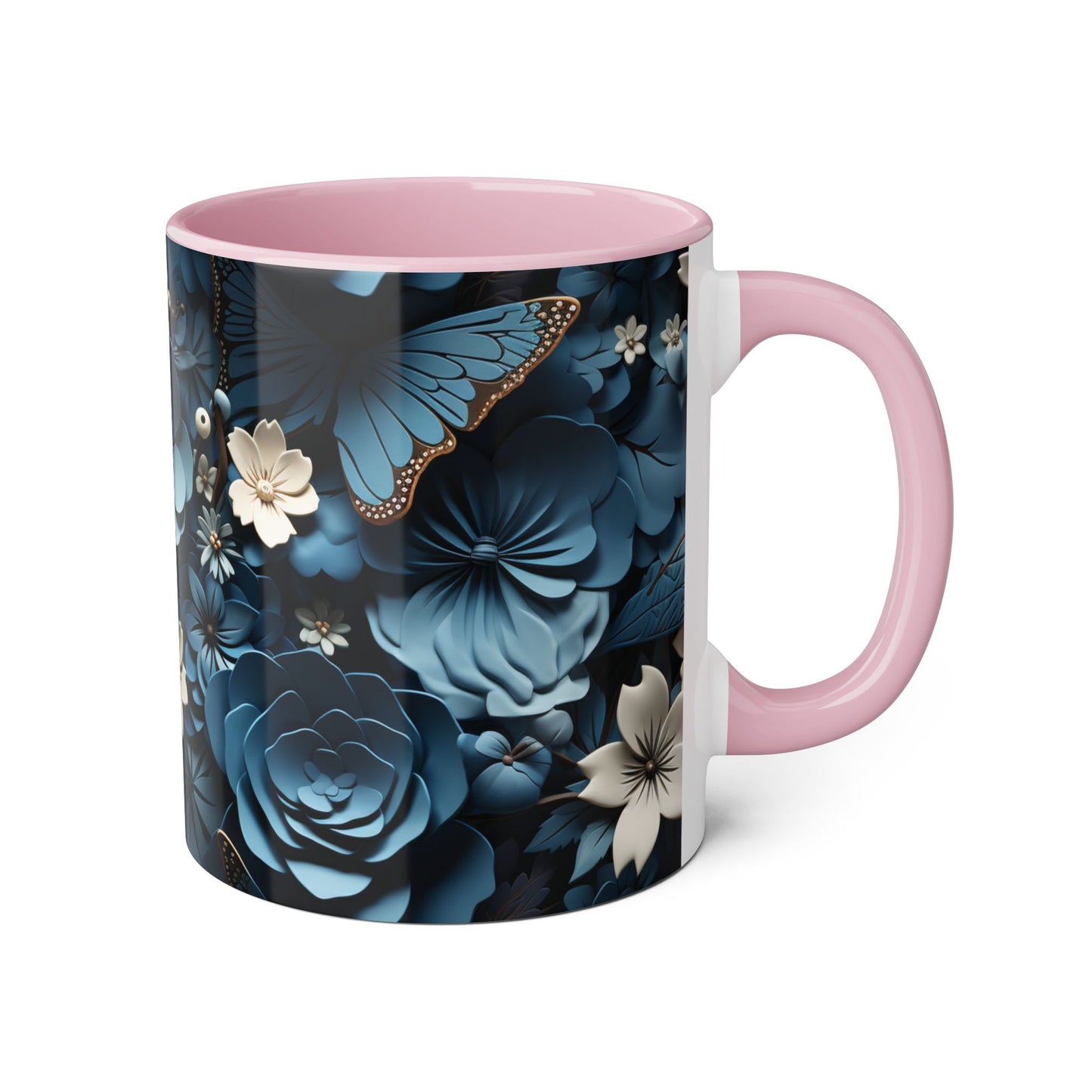 Floral Accent Mug - Elegant 11oz Coffee Cup for Home & Office