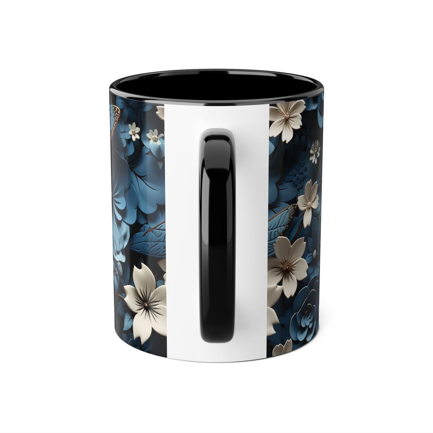 Floral Accent Mug - Elegant 11oz Coffee Cup for Home & Office