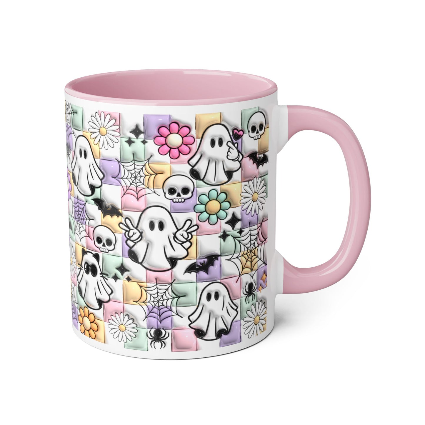 Halloween Ghosts and Flowers Accent Mug, 11oz - Resilient Mind Media