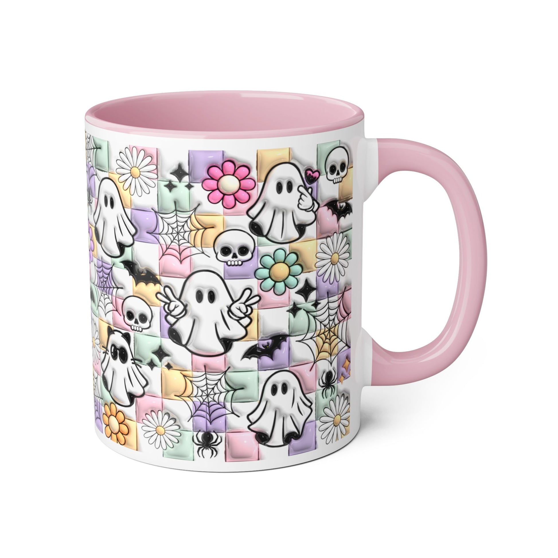 Halloween Ghosts and Flowers Accent Mug, 11oz - Resilient Mind Media
