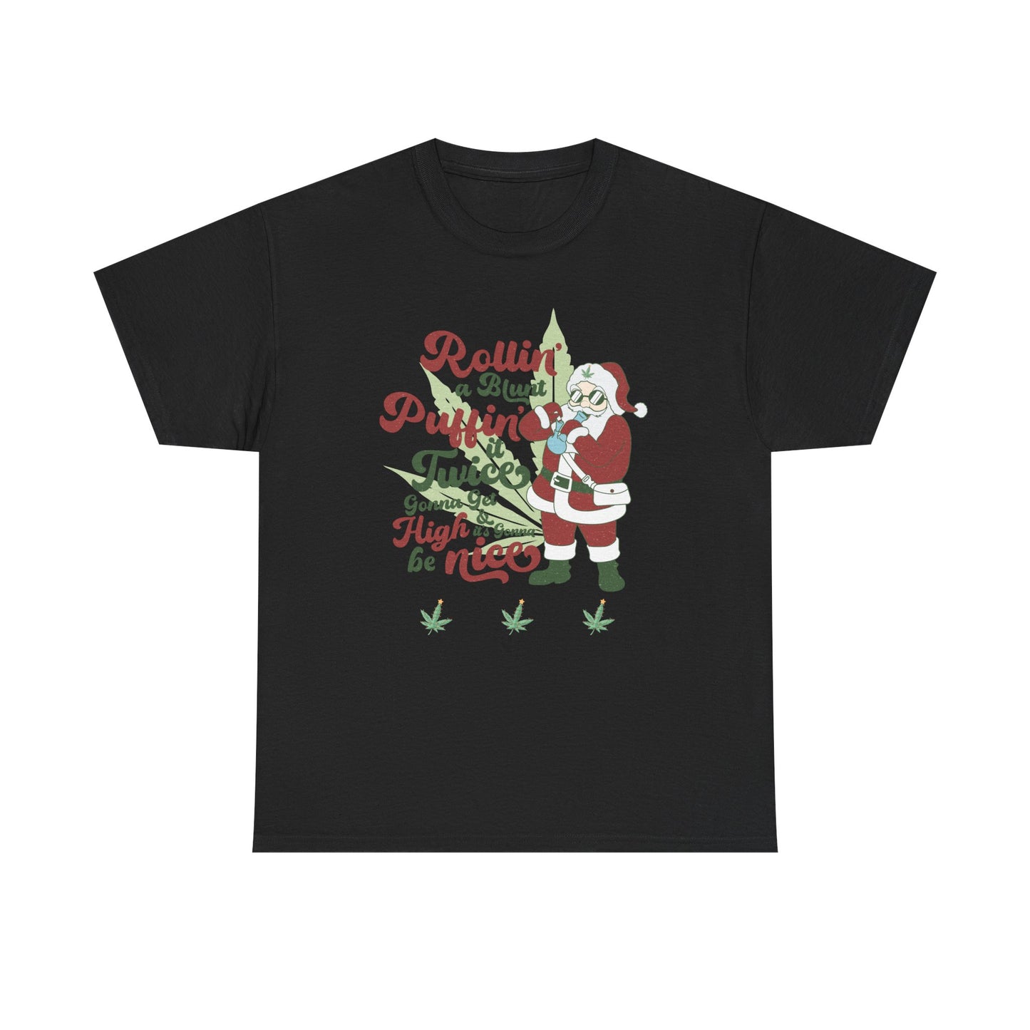 WEED FUNNY Holiday Cannabis Santa Tee – Unisex Heavy Cotton T-Shirt - Resilient Mind Media