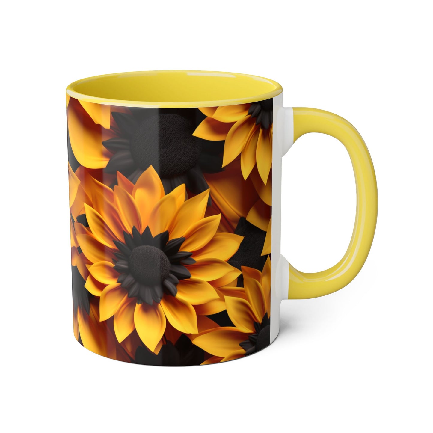 Sunflower Accent Mug - 11oz Floral Coffee Cup for Nature Lovers
