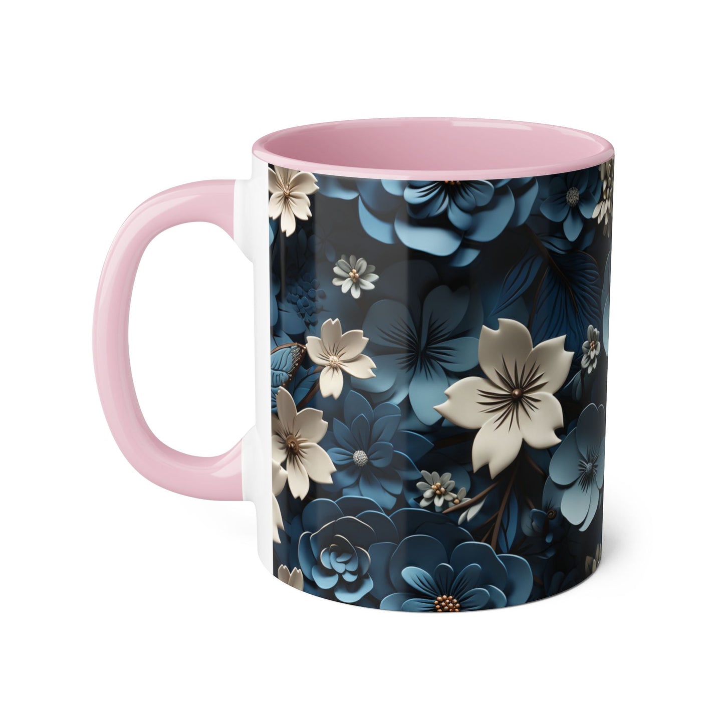 Floral Accent Mug - Elegant 11oz Coffee Cup for Home & Office