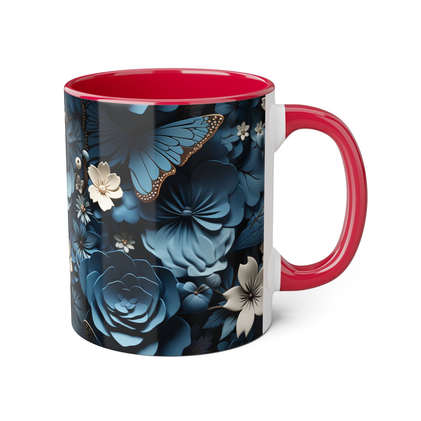 Floral Accent Mug - Elegant 11oz Coffee Cup for Home & Office