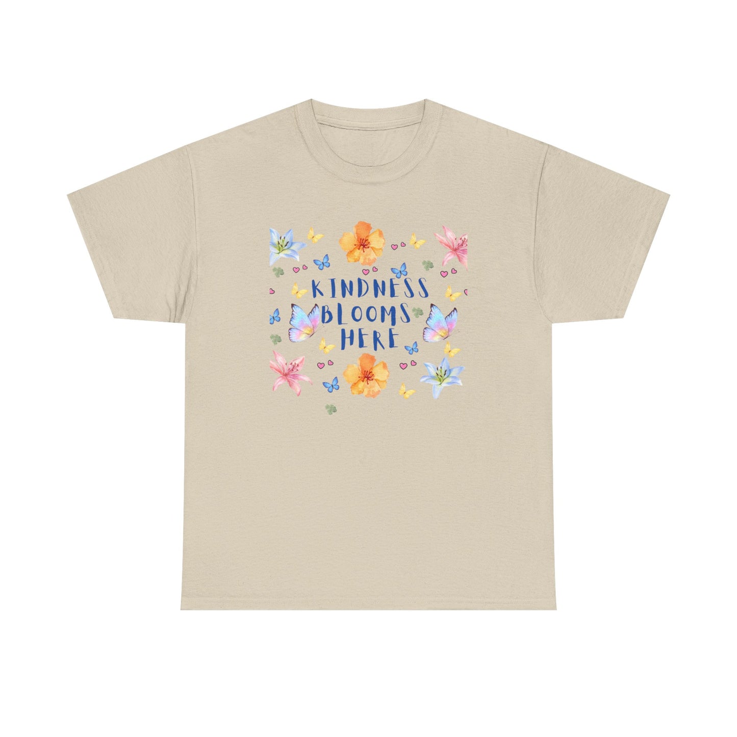 POSITIVITY MENTAL HEALTH Kindness Blooms Here Unisex Heavy Cotton Tee - Resilient Mind Media
