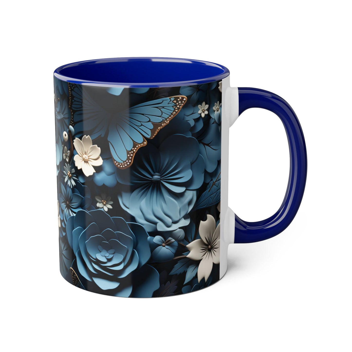 Floral Accent Mug - Elegant 11oz Coffee Cup for Home & Office