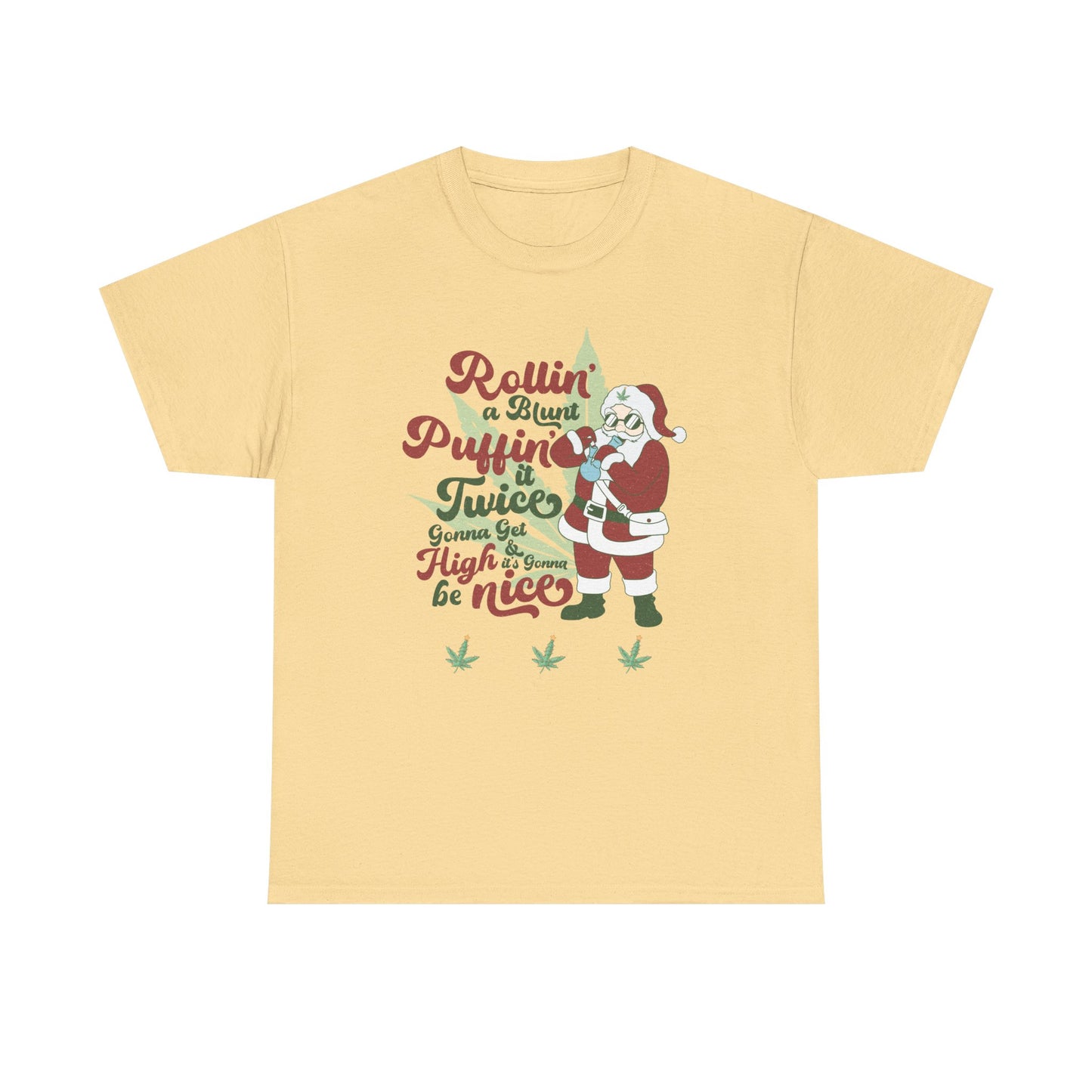 WEED FUNNY Holiday Cannabis Santa Tee – Unisex Heavy Cotton T-Shirt - Resilient Mind Media