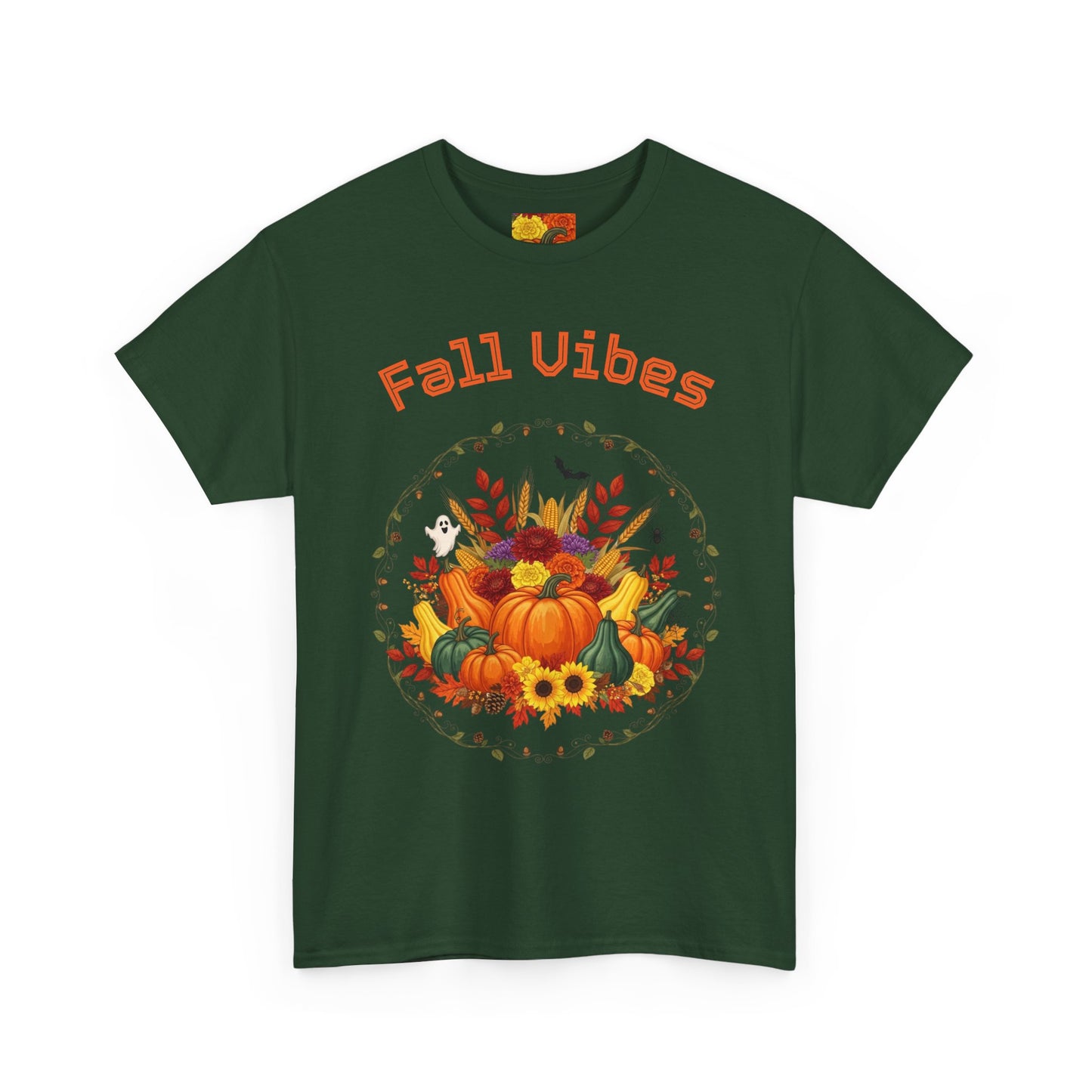 Fall Vibes Unisex Cotton Tee | Cute Autumn Shirt for Thanksgiving, Seasonal Gatherings, Cozy Nights, Harvest Celebrations, Gift