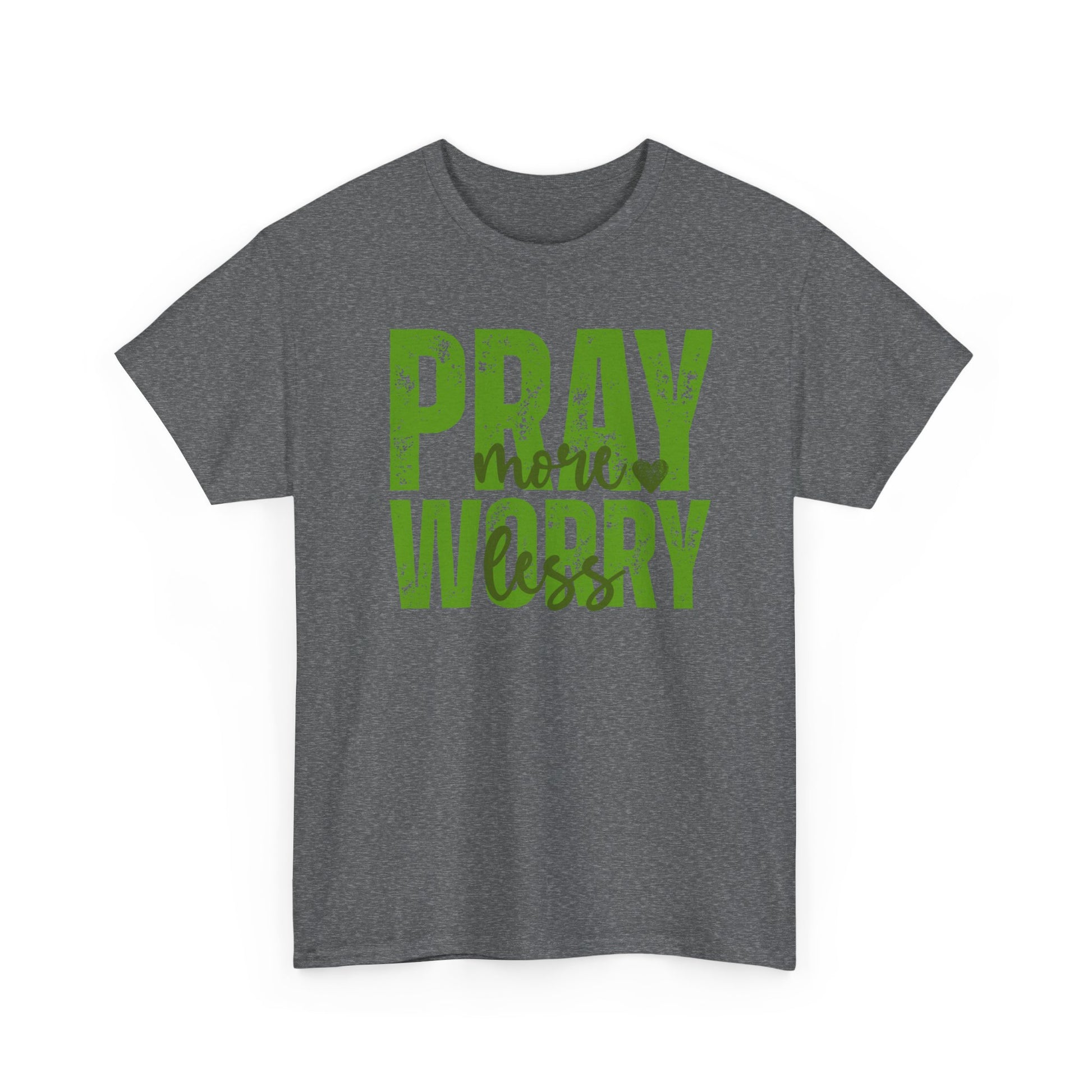 pray more worry less Inspirational Unisex Heavy Cotton Tee - 'Pray Worry' Motivational Shirt - Resilient Mind Media