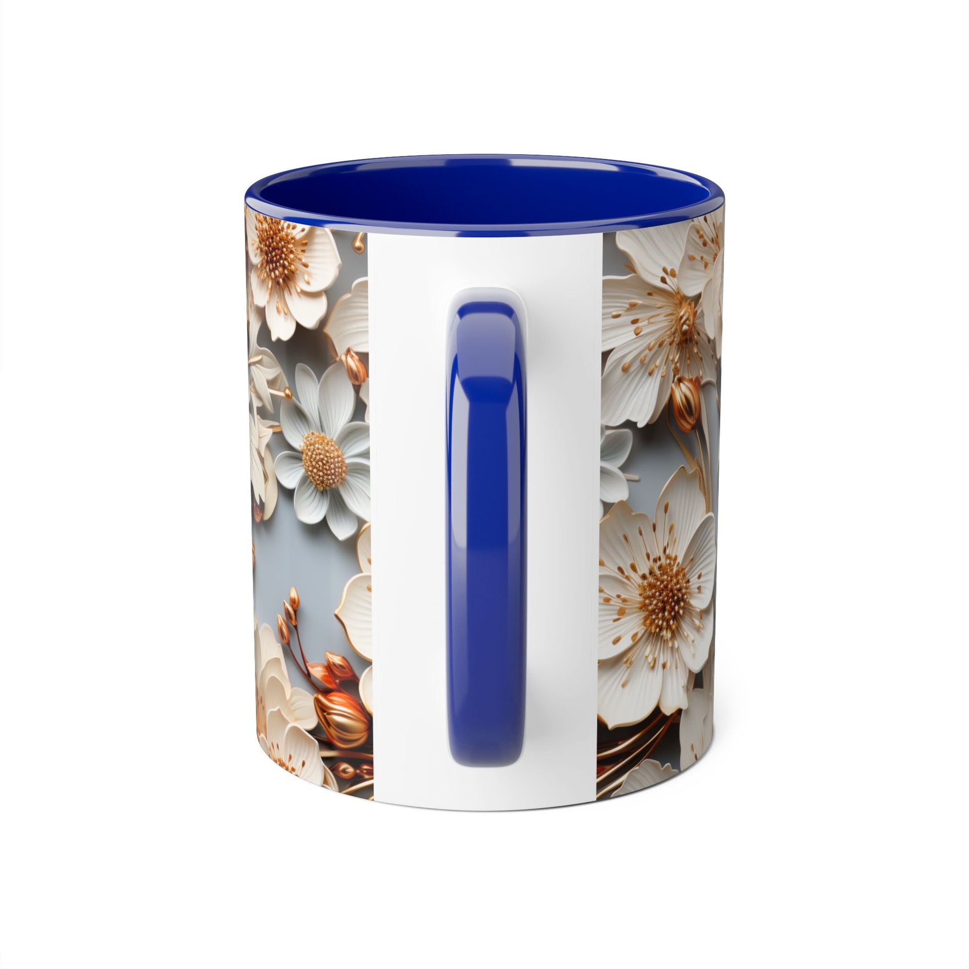 Elegant Floral Accent Mug - 11oz Coffee Cup with Black Handle - Resilient Mind Media