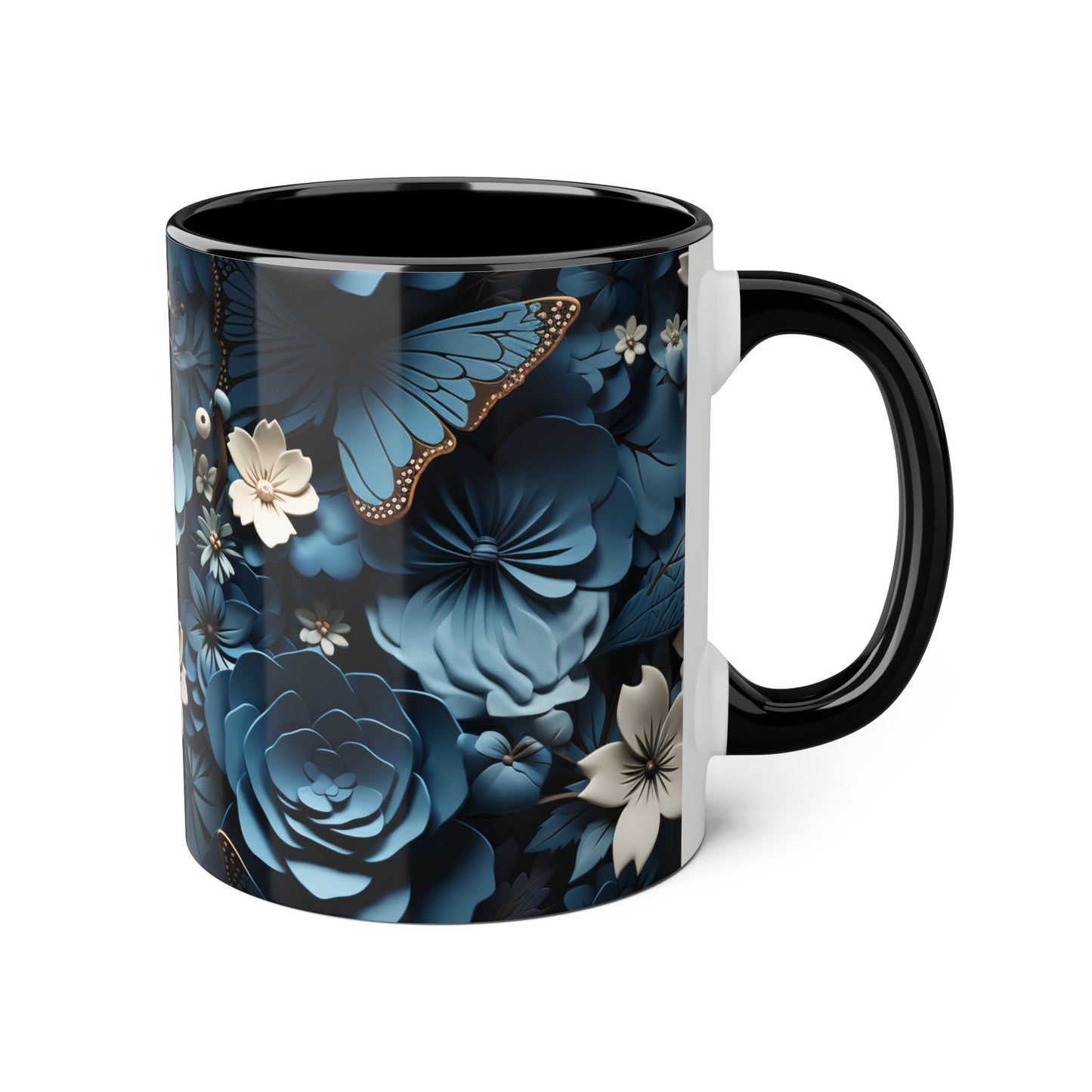 Floral Accent Mug - Elegant 11oz Coffee Cup for Home & Office