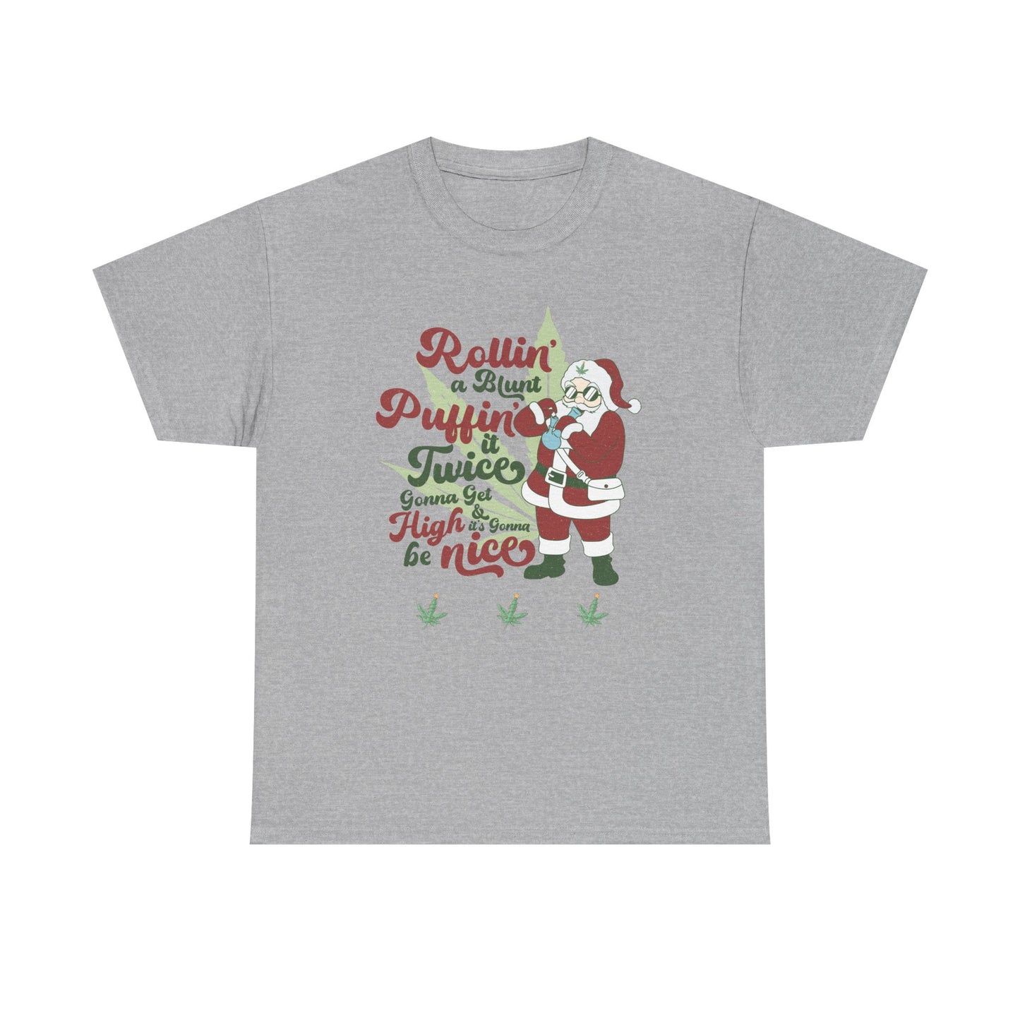 WEED FUNNY Holiday Cannabis Santa Tee – Unisex Heavy Cotton T-Shirt - Resilient Mind Media