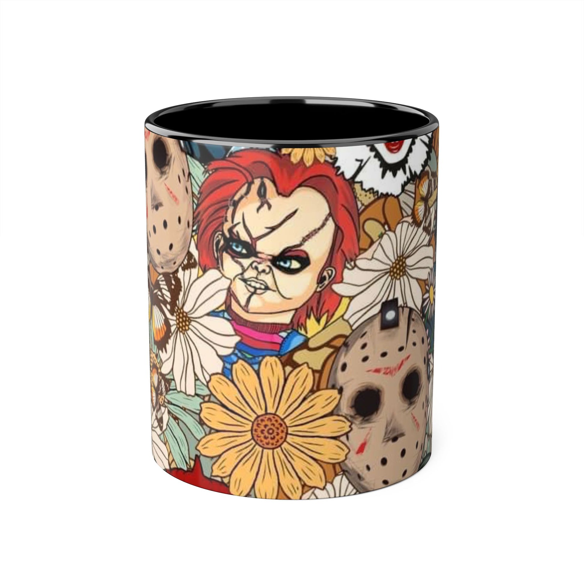 Chic Horror Accent Mugs, 11oz | Unique Gift for Horror Fans, Coffee Lover's Collectible, Spooky Seasonal Decor, Movie Night Essentials - Resilient Mind Media