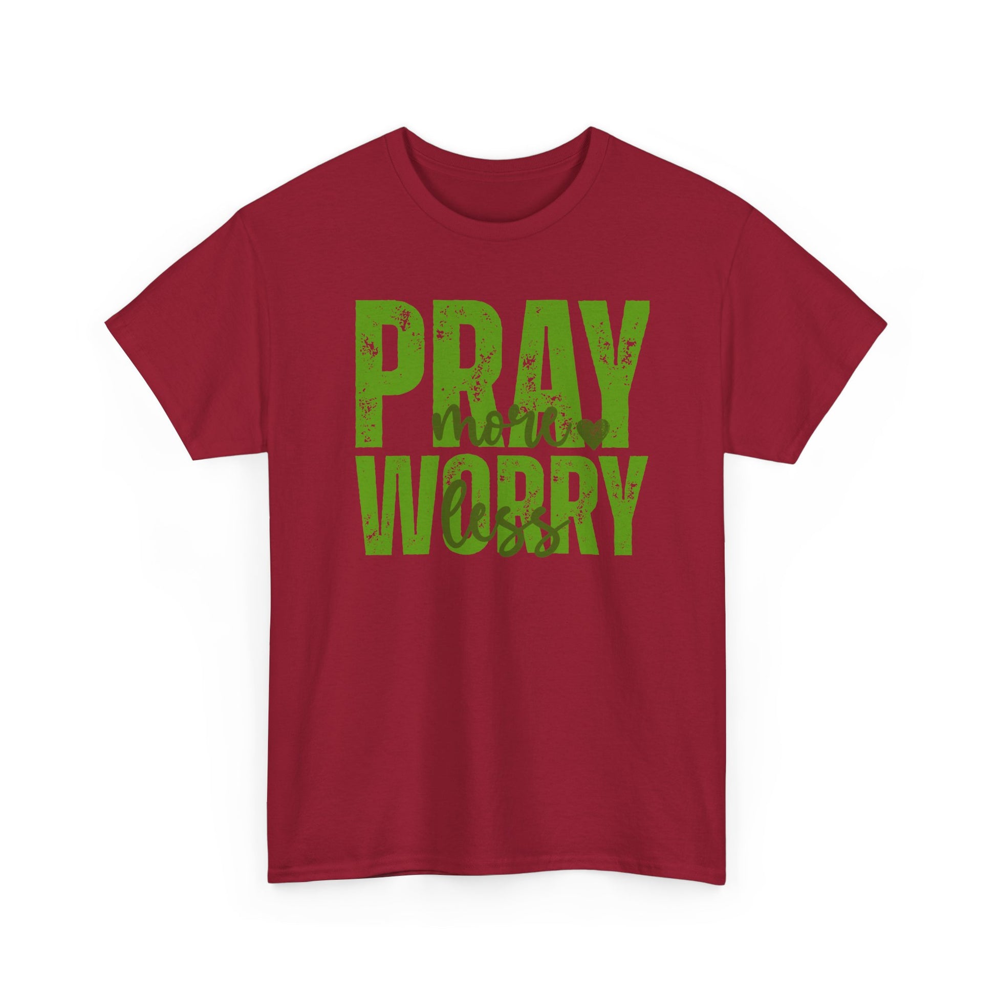 pray more worry less Inspirational Unisex Heavy Cotton Tee - 'Pray Worry' Motivational Shirt - Resilient Mind Media