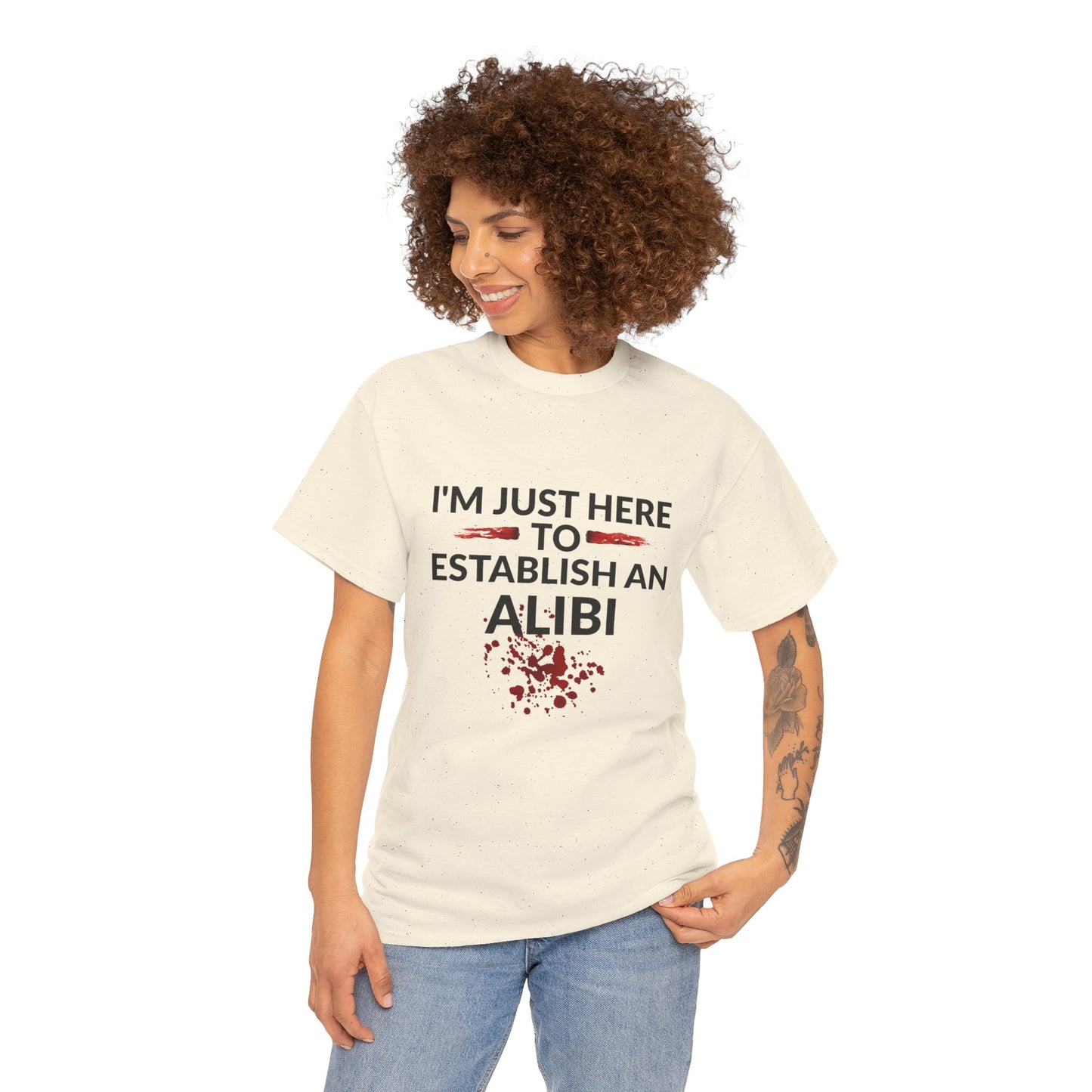 Murder Mystery Fan Tee: "I'm Just Here to Establish an Alibi" - Resilient Mind Media