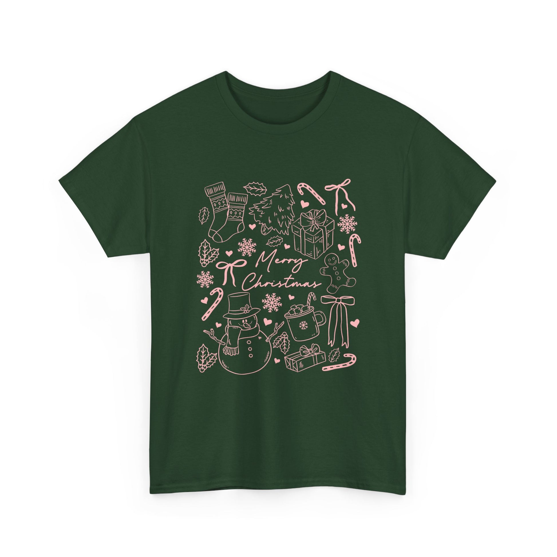 Unisex Heavy Cotton Tee with Merry Christmas Design - Holiday Gift, Casual Wear, Festive Shirt, Christmas Apparel, Winter Style - Resilient Mind Media