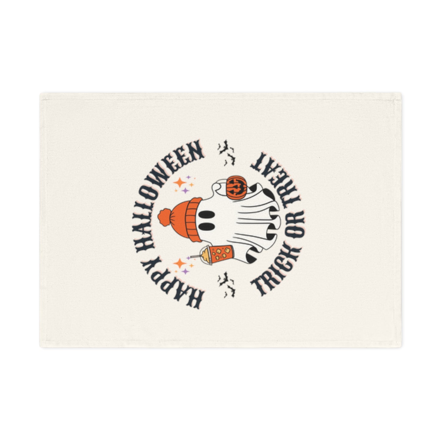 Halloween Cotton Tea Towel, Festive Kitchen Towel, Ghost Print Towel, Trick or Treat Decor, Fall Home Accessories - Resilient Mind Media