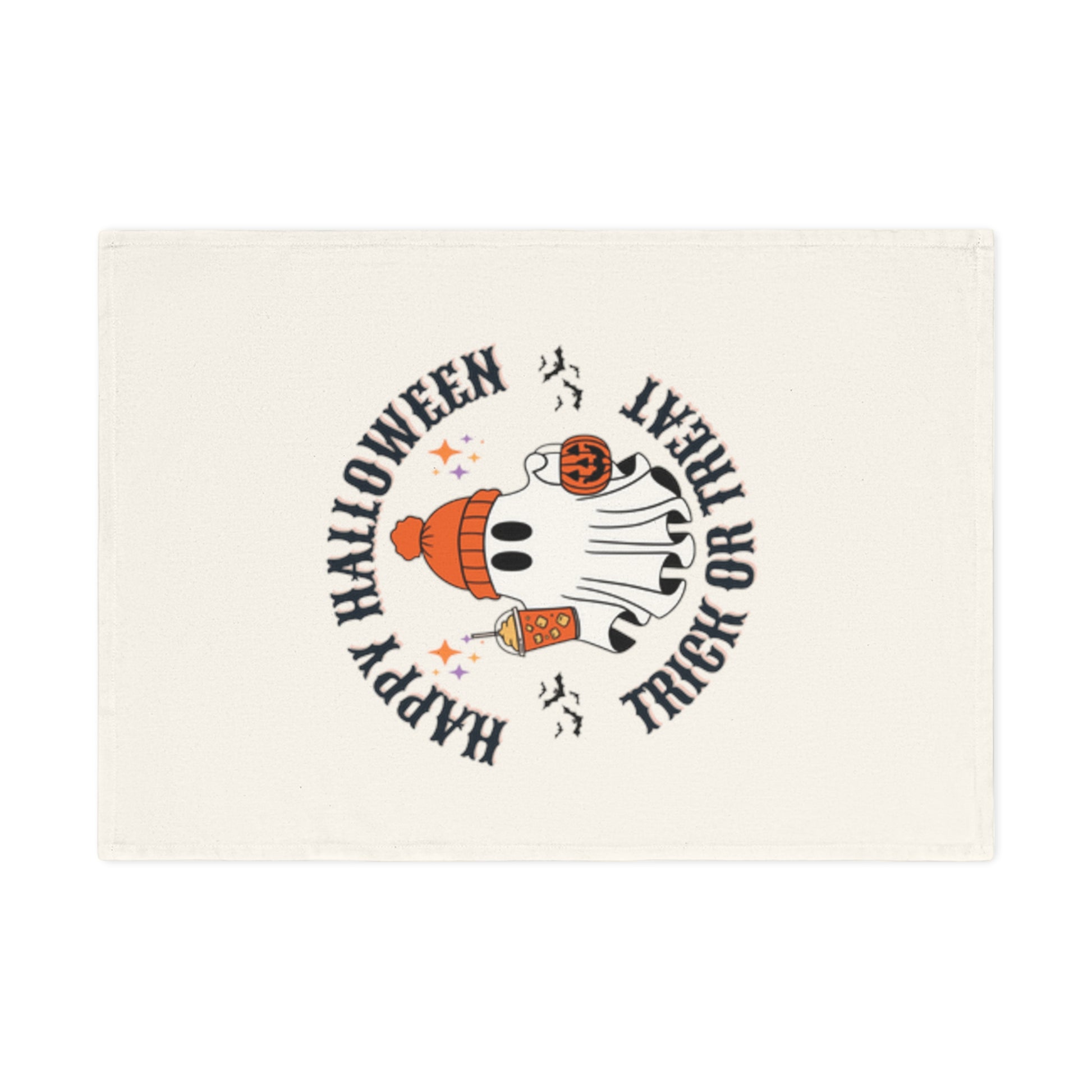 Halloween Cotton Tea Towel, Festive Kitchen Towel, Ghost Print Towel, Trick or Treat Decor, Fall Home Accessories - Resilient Mind Media