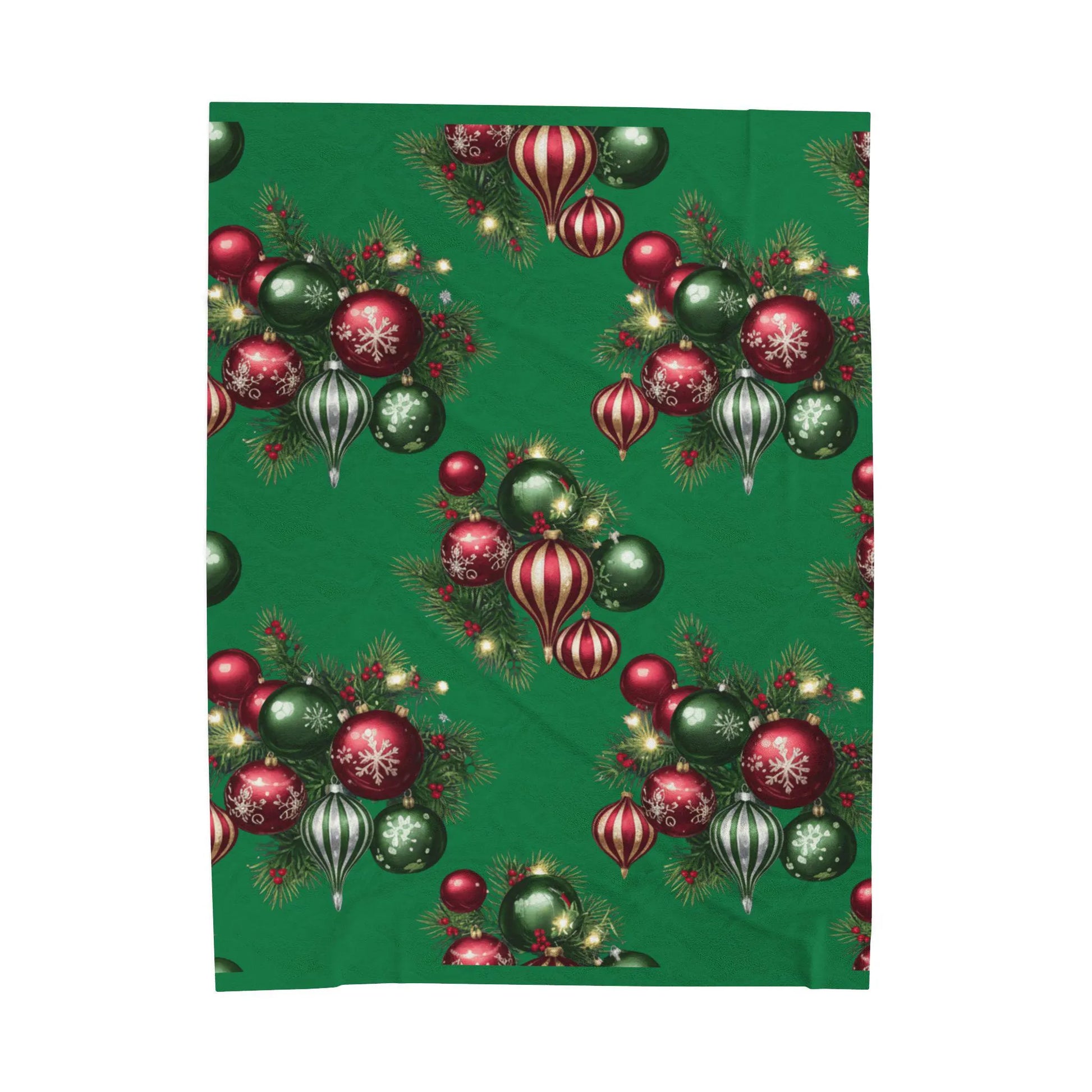 Christmas Ornaments Velveteen Plush Blanket, Holiday Throw, Cozy Decor, Gift for Her, Festive Home Accessory - Resilient Mind Media